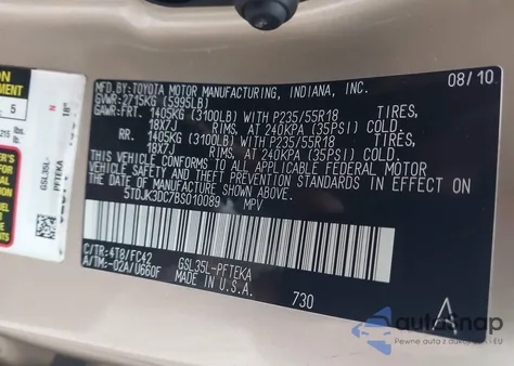 2011 Toyota Sienna Le z USA, uszkodzony, nr VIN 5TDJK3DC7BS010089